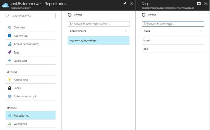 azure container registry after build
